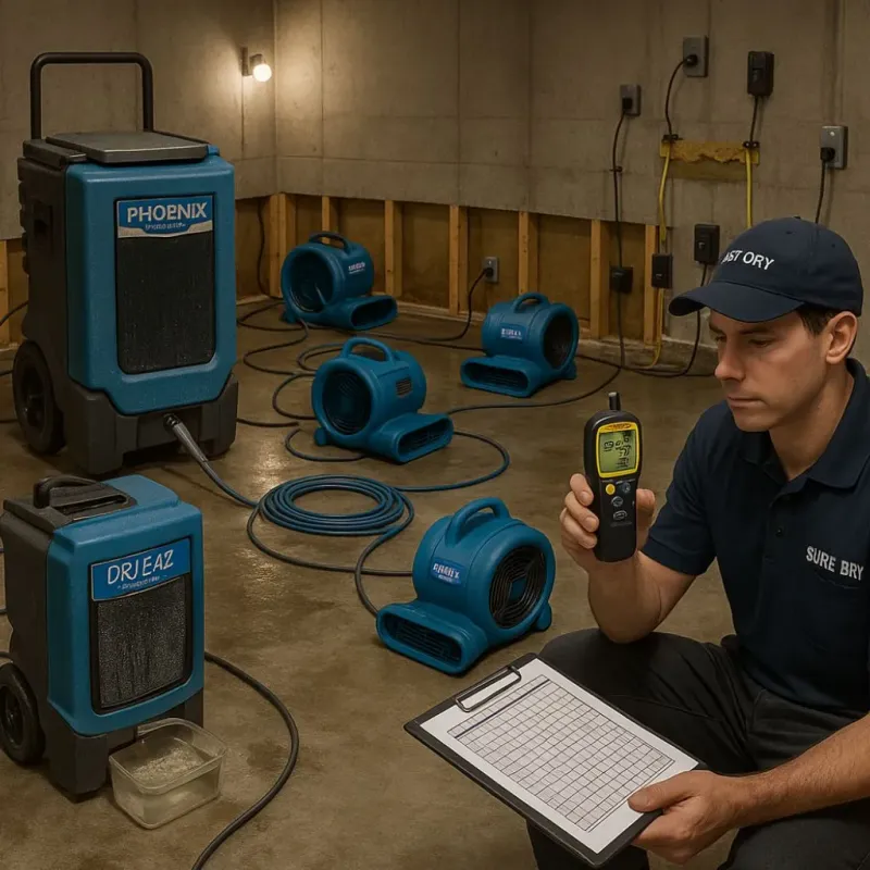 Structural Drying and Dehumidification process in Edneyville, NC